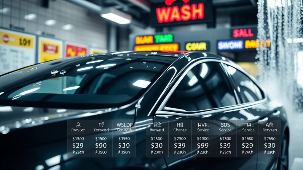 options de tarification pour le service de lavage total