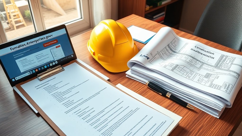 documents d'enregistrement d'entreprise de construction